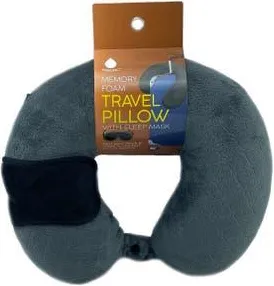 Pursonic Memory Foam Travel Pillow with Sleep Mask in Gray at Nordstrom
