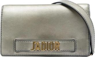 Dior Pre-owned JAdior Clutch met ketting - Dames - Vintage Schoudertas - Grijs - ONE Size - Leer - Vintage