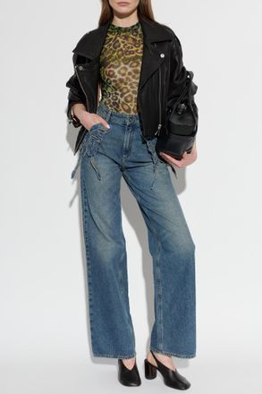 Blumarine Top With Sequin Logo, Womens, Green