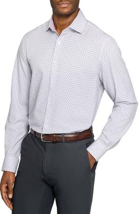 W.R.K Regular Fit Duo Geo Print Performance Dress Shirt in White/Black/Red at Nordstrom, Size 15.5 - R