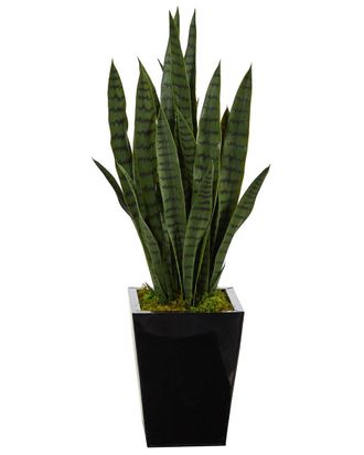 Nearly Natural 40In Sansevieria Artificial Plant In Black Metal Planter