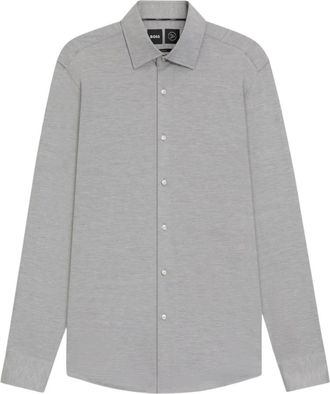 HUGO BOSS Casual Shirts, male, Gray, 3XL, Slim Fit Flannelskjorte med Stretch