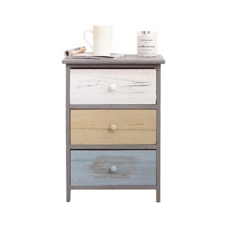 Mobili Rebecca Mobili Rebecca - Rebecca Mobili Mesa De Noche Cajonera 3 Cajones Madera Gris 56x40x29