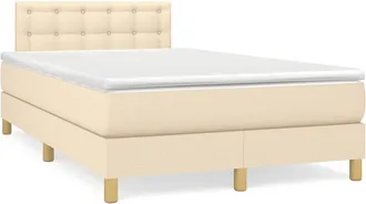 vidaXL Cama Box Spring Con Colch&oacute;n Y Luces Led Tela Crema 120x190 Cm Vidaxl