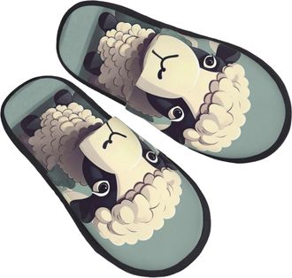 Generic Comfortable Mens Slipper Lamb print House Slipper Cosy Womens Slippers for Indoor Ladies Travel L