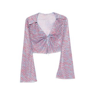 Os&eacute;ree Animalier Zebra-print Slim-fit Top