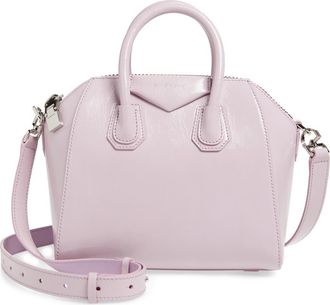 Givenchy Mini Antigona Box Leather Satchel in Orchid Purple at Nordstrom