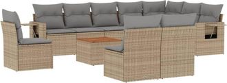 vidaXL Juego De Sof&aacute;s Jard&iacute;n Con Cojines Beige Mezcla 11 Pzas Rat&aacute;n Pe Vidaxl