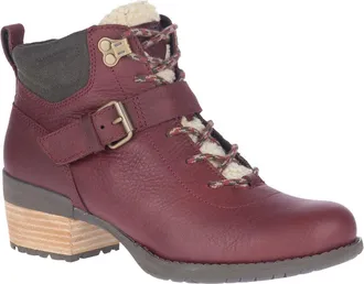Merrell Merrell Shiloh II Lace Womens Red Leather Waterproof Ankle Boots JOBB1779