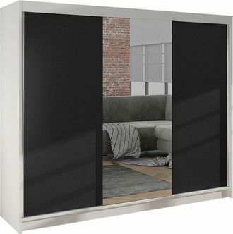 Mirjan24 Mobilier1 - Armario Closico 158, Blanco + Negro, 215x200x58cm, Puertas De Armario: Correderas, N&uacute;mero De Estantes: 0
