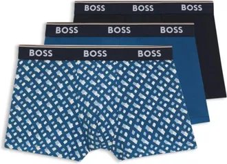 BOSS Three-pack of logo-detail trunks in stretch cotton