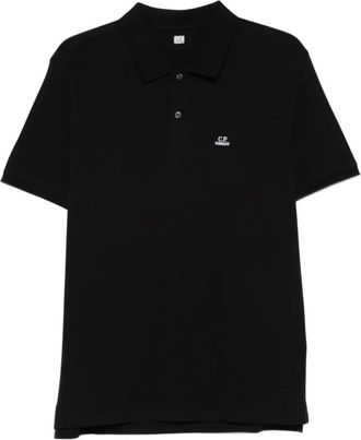 C.P. Company Stretch Piquet Poloshirt met korte mouwen - Heren - Polos - Zwart - S - Katoen - Tops