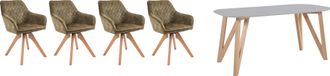 Salesfever Essgruppe »Elegante Sitzgruppe« 5-teiliges Set: Samtverlour-Stühle und 160cm Tisch