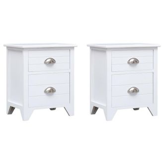 vidaXL Mesitas De Noche Con 2 Cajones 2 Unidades Blancas Vidaxl