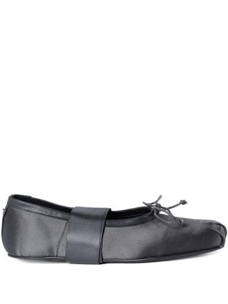 Ann Demeulemeester satin ribbon ballet flats - women - Calf Leather/Silk/Fabric/Viscose - 38.5 - Grey