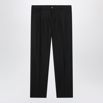 Dolce & Gabbana Tapered pleated wool-blend trousers in black