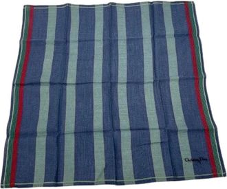 Dior Pre-owned Scarves, female, Blue, Size: ONE SIZE Pre-owned Silk Scarf