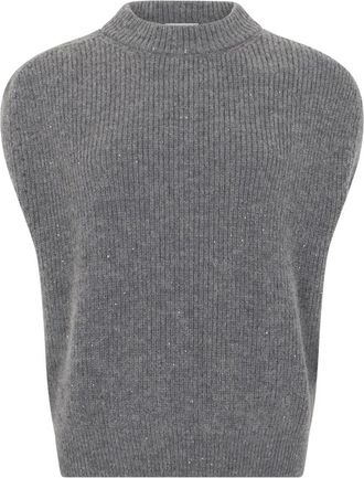 PESERICO Jersey sin mangas con lentejuelas - Tops - Mujer - Gris - L