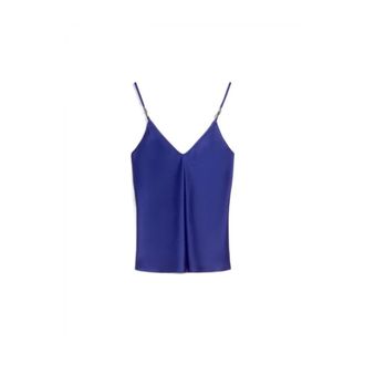 Max Mara Sleeveless Tops, female, Blue, XS, Envers Satin Camisole Top
