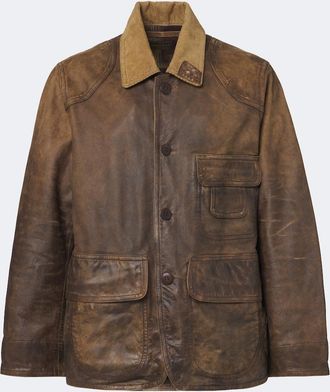 Ralph Lauren Corduroy-trimmed leather jacket