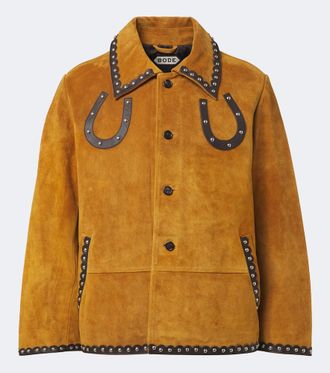 Bode Giacca Carson in suede con borchie