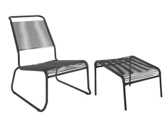 Schubiger M&ouml;bel Spaghetti-Kufen-Lounger-Hochlehner + Hocker S&auml;ntis