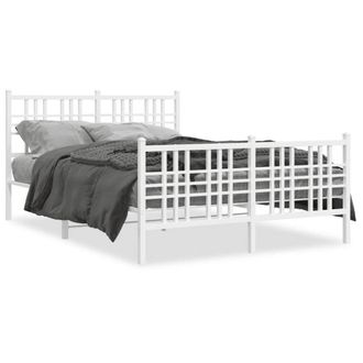 Berkfield Home Metal Bed Frame without Mattress with Footboard White 140x200cm | Size: 140x200 cm
