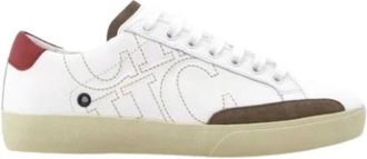 Carolina Herrera Schoenen, Dames, Wit, 39 EU, Leer, Leren Sneakers met Initialen en Contrasterende Hiel