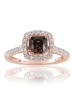 Suzy Levian Pink Rhodium Plated Sterling Silver Chocolate CZ Ring in Brown at Nordstrom Rack, Size 6