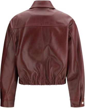 Versace Womens Bordeaux Calf Leather Bos Taurus Jacket Clothing