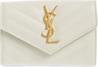 Saint Laurent Monogram Quilted Leather French Wallet in Cremasoft at Nordstrom
