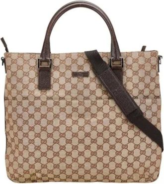 Gucci Pre-owned Tote Bags, female, Brown, Size: ONE SIZE Pre-owned Canvas gucci-bags