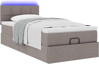 vidaXL Cama Otomana Con Colch&oacute;n Y Luces Led Tela Gris Taup&eacute; 90x200 Cm Vidaxl