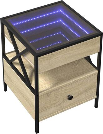 vidaXL Vidaxl - Mesita De Noche Con Infinity Led Roble Sonoma 40x40x51 Cm
