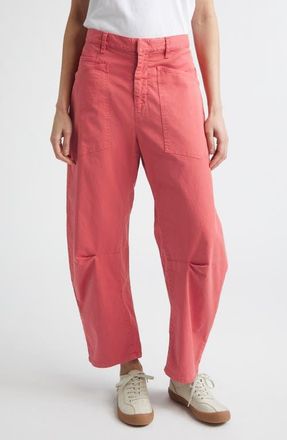 Nili Lotan Shon Stretch Cotton Pants in Faded Red at Nordstrom, Size 00