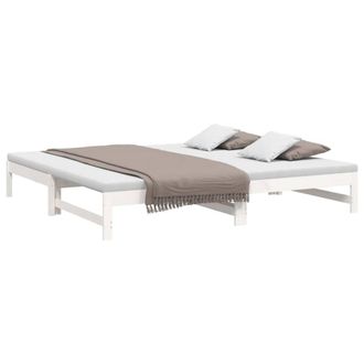 Berkfield Home Pull-out Day Bed White 2x(80x200) cm Solid Wood Pine