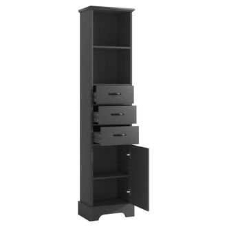 Urban Meuble Columna de almacenamiento de 172 cm negra de mdf con nichos y cajones