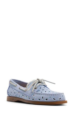Sperry Top-Sider Authentic Original 2-Eye Embroidered Boat Shoe in Light Blue at Nordstrom, Size 9.5