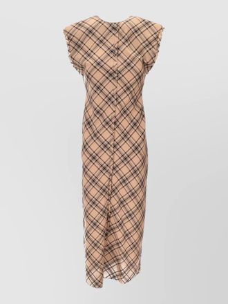 Ami long dress raw edges check pattern