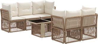 vidaXL Conjunto De Sof&aacute;s De Jard&iacute;n 6 Uds. Beige Rat&aacute;n Sint&eacute;tico Vidaxl