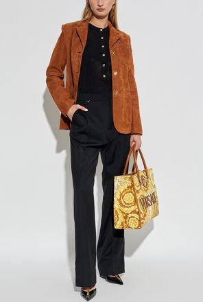 Versace Fitted Cut Top, Womens, Black