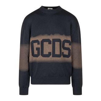 GCDS Gcds - Logo Spray Crewneck - Heren - Truien - Blauw - Maat: XL Wol