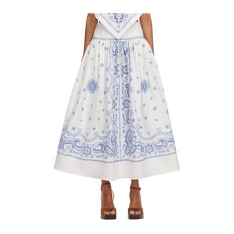 Self Portrait Rok met paisleyprint - Dames - Rokken - Wit - Maat: 2XS Katoen