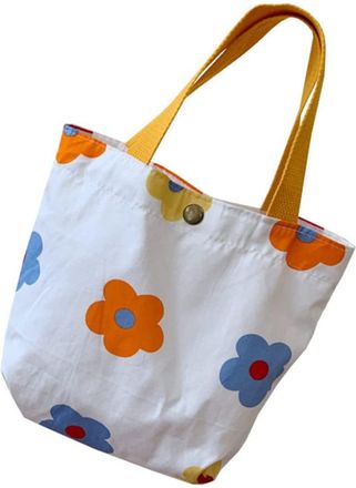 PartyKindom Canvas handbag with floral pattern, mini bag for girls, storage bag, made of canvas, lightweight and durable for daily use, gift bag