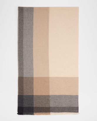 Brunello Cucinelli Men & apos;s Uneven Plaid Wool-Cashmere Scarf