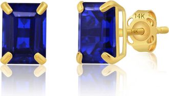 MAX + STONE 14k Yellow Gold Solitaire Emerald-Cut Gemstone Stud Earrings (7x5mm)