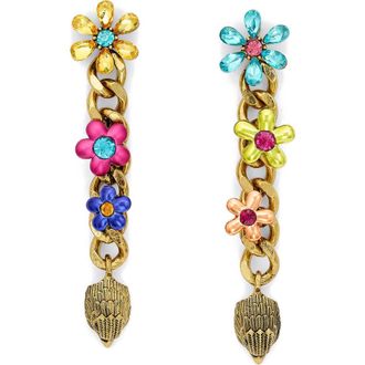 Kurt Geiger Eagle Floral Mismatched Linear Drop Earrings in Gold at Nordstrom Rack