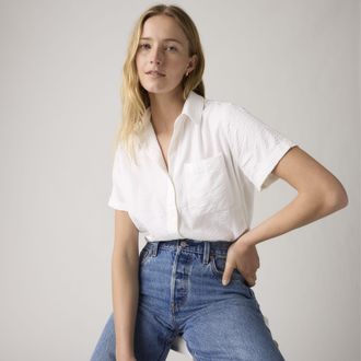 Levi's Darlene Short Sleeve Shirt - Womens - XL - White