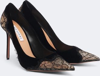 Aquazzura Salones Meadow de terciopelo con encaje