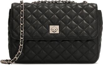 Kazar Gewatteerde tas met een ketting verweven met een leren band - Dames - Schoudertassen - Zwart - ONE Size - Leer - Tassen